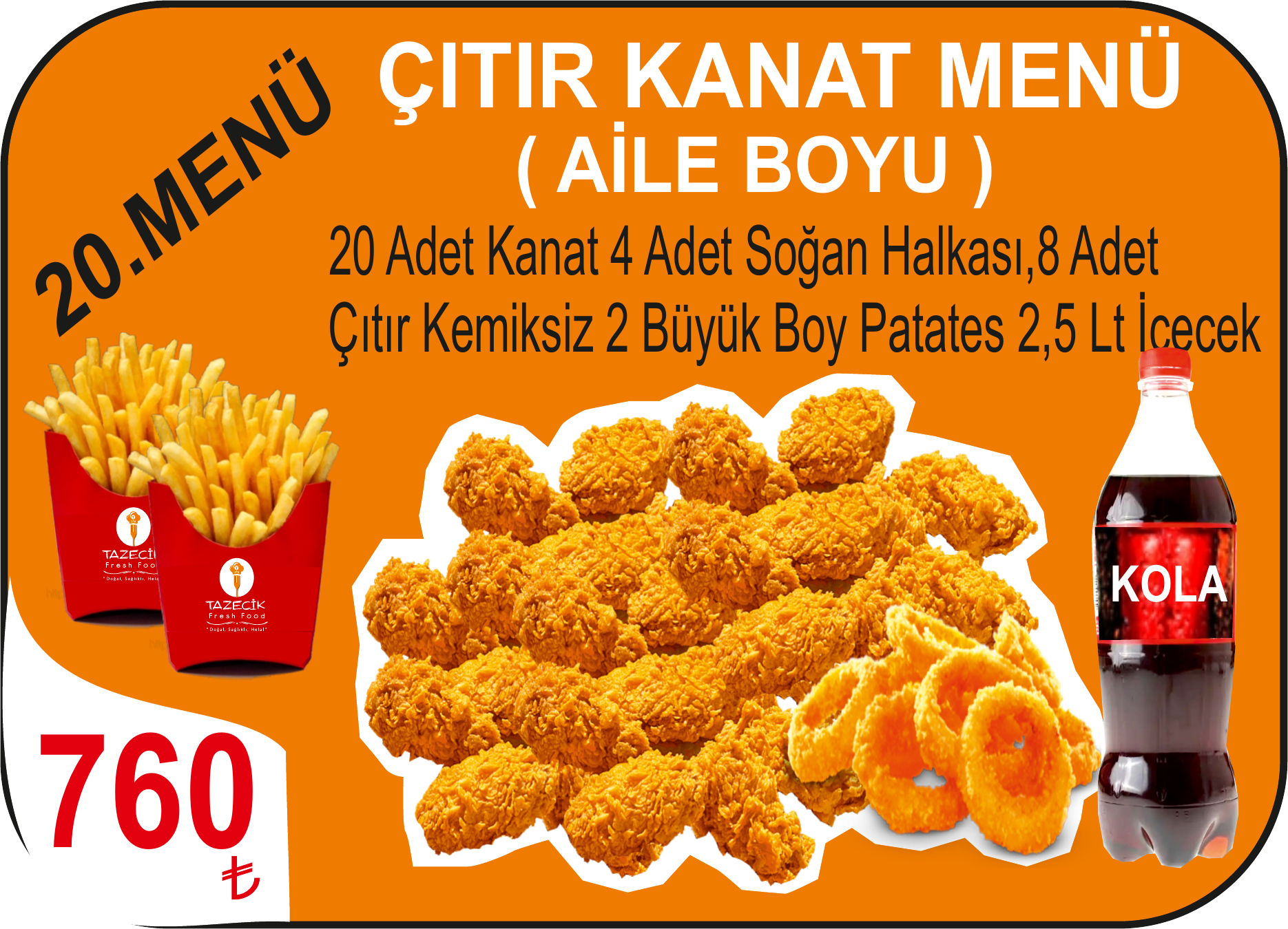 ÇITIR KANAT MENÜ ( AİLE BOYU)